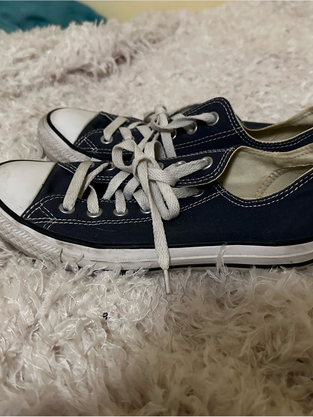 Converse Low Top Canvas Sneakers in Navy and White